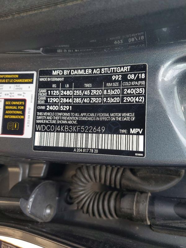 Продаж на аукціоні авто 2019 Mercedes-benz Glc Coupe, vin: WDC0J4KB3KF522649, номер лоту: 64548956