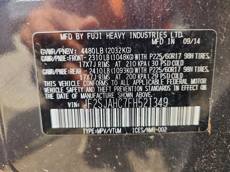 Aukcja sprzedaży 2015 Subaru Forester, vin: JF2SJAHC7FH521349, numer aukcji: 65828116