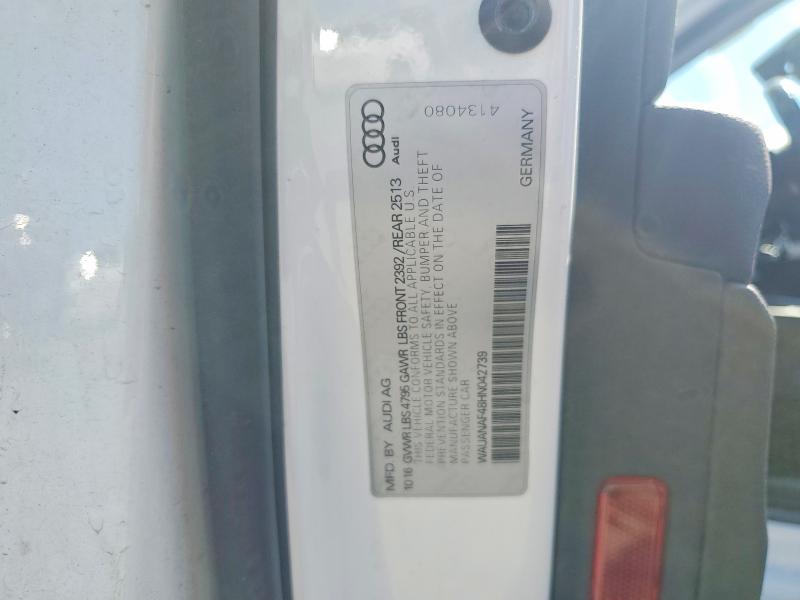 65504016 :رقم المزاد ، WAUANAF48HN042739 vin ، 2017 Audi A4 مزاد بيع