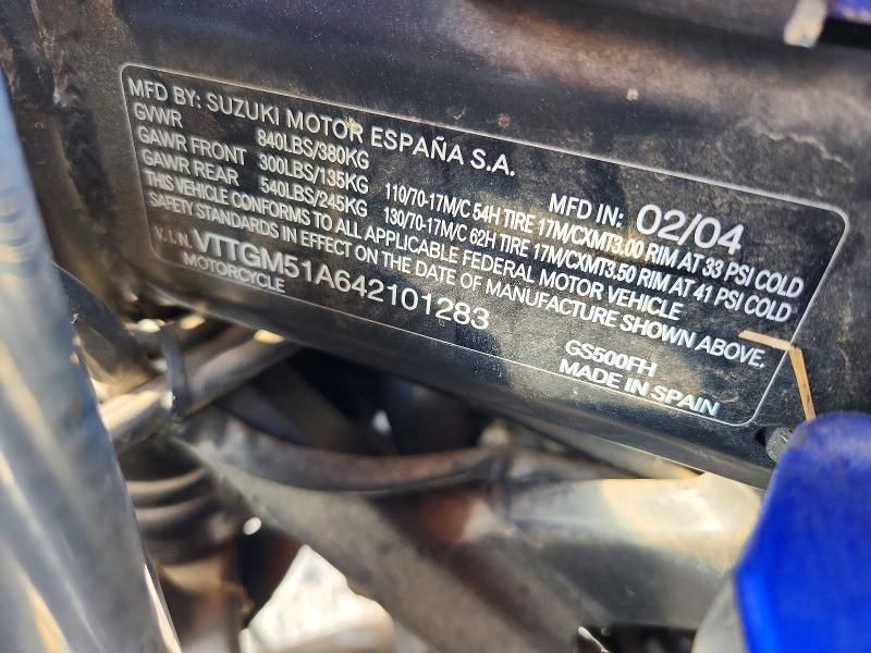 Aukcja sprzedaży 2004 Suzuki Gs500, vin: VTTGM51A642101283, numer aukcji: 64133676