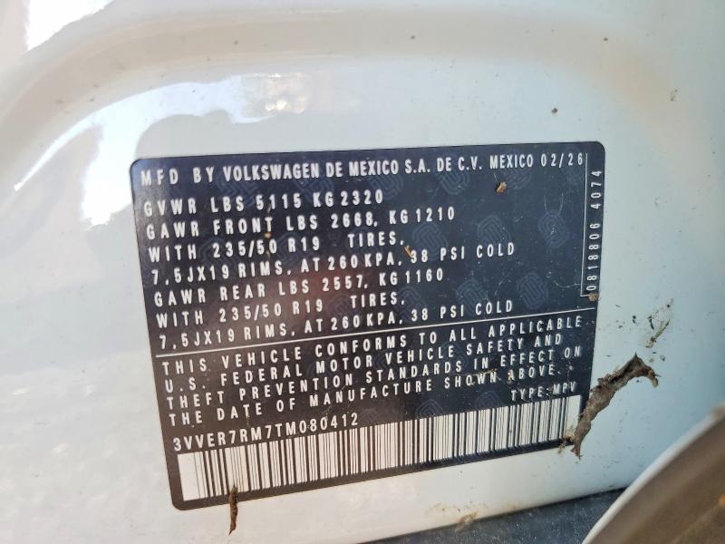 2026 Volkswagen Tiguan მანქანა იყიდება აუქციონზე, vin: 3VVER7RM7TM080412, აუქციონის ნომერი: 64454746