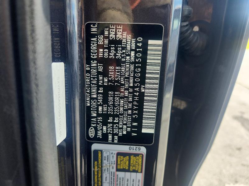 Aukcja sprzedaży 2016 Kia Sorento, vin: 5XYPH4A50GG150140, numer aukcji: 63616186