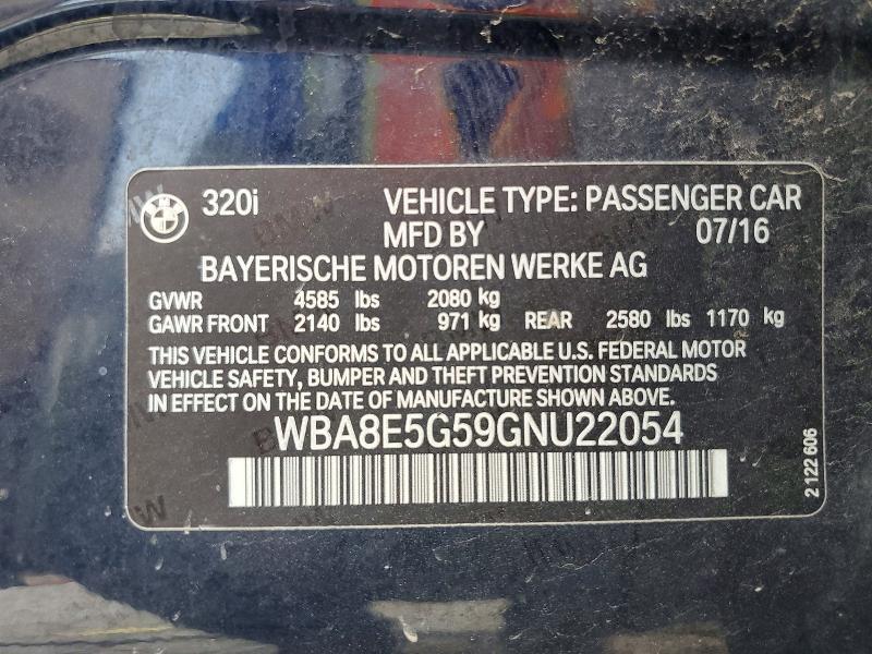 Продажа на аукционе авто 2016 Bmw 320, vin: WBA8E5G59GNU22054, номер лота: 63838996