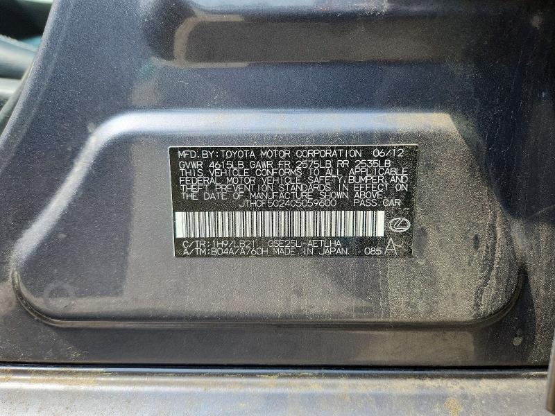 Aukcja sprzedaży 2012 Lexus Is, vin: JTHCF5C24C5059600, numer aukcji: 64403856