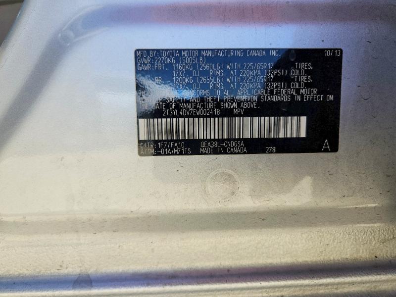 2014 Toyota Rav4 Ev მანქანა იყიდება აუქციონზე, vin: 2T3YL4DV7EW002418, აუქციონის ნომერი: 63802056