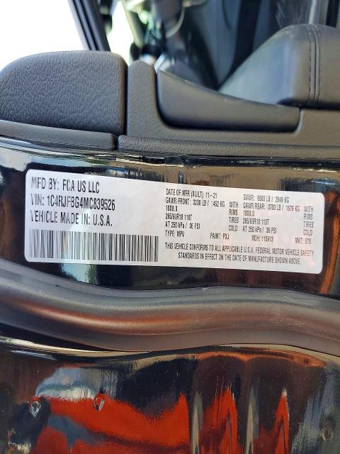 2021 Jeep Grand Cherokee მანქანა იყიდება აუქციონზე, vin: 1C4RJFBG4MC839526, აუქციონის ნომერი: 61501946
