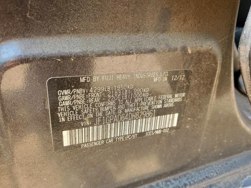 66446906 :رقم المزاد ، JF1GPAD64DH829861 vin ، 2013 Subaru Impreza مزاد بيع