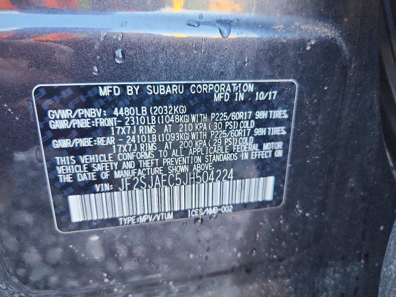 66428086 :رقم المزاد ، JF2SJAEC5JH504224 vin ، 2018 Subaru Forester مزاد بيع