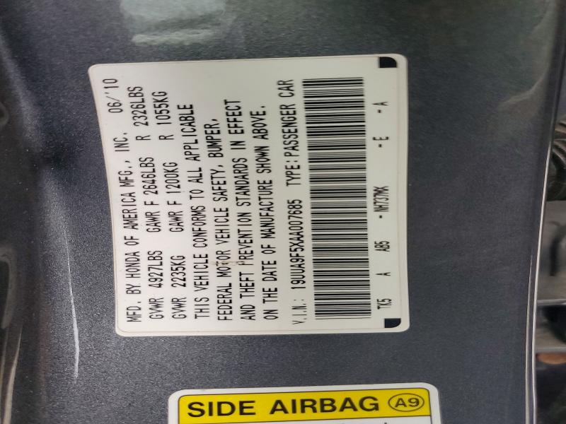 66574156 :رقم المزاد ، 19UUA9F5XAA007685 vin ، 2010 Acura Tl مزاد بيع
