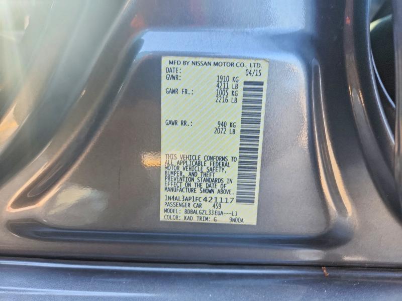 Aukcja sprzedaży 2015 Nissan Altima, vin: 1N4AL3AP1FC421117, numer aukcji: 63659806