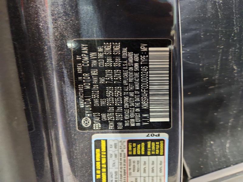 Продаж на аукціоні авто 2013 Hyundai Santa Fe, vin: KM8SR4HF0DU003246, номер лоту: 65560706