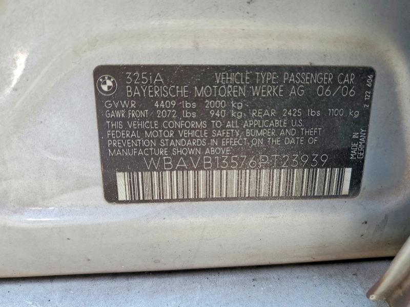 65510126 :رقم المزاد ، WBAVB13576PT23939 vin ، 2006 Bmw 325 مزاد بيع