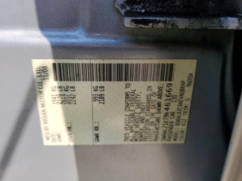 2009 Nissan Altima მანქანა იყიდება აუქციონზე, vin: 1N4AL21E79N461669, აუქციონის ნომერი: 64251466
