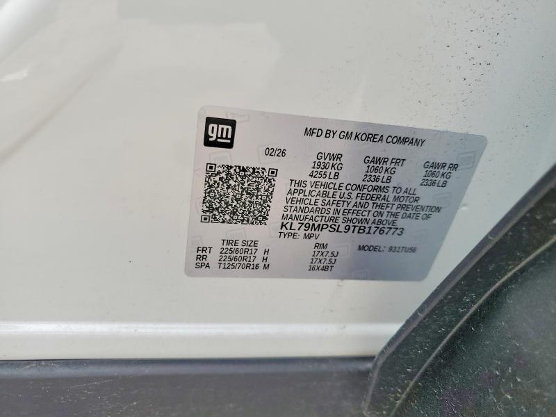64061376 :رقم المزاد ، KL79MPSL9TB176773 vin ، 2026 Chevrolet Trailblazer مزاد بيع