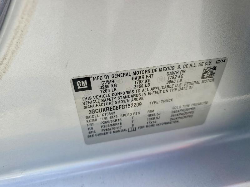 64762706 :رقم المزاد ، 3GCUKREC6FG152209 vin ، 2015 Chevrolet Silverado مزاد بيع