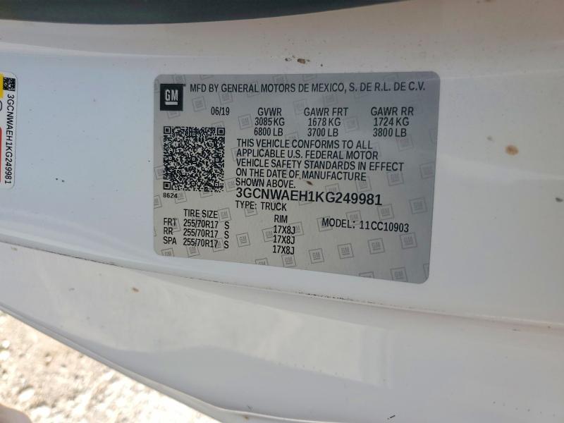 Продажа на аукционе авто 2019 Chevrolet Silverado, vin: 3GCNWAEH1KG249981, номер лота: 66270846