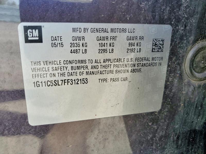 2015 Chevrolet Malibu მანქანა იყიდება აუქციონზე, vin: 1G11C5SL7FF312153, აუქციონის ნომერი: 64695466