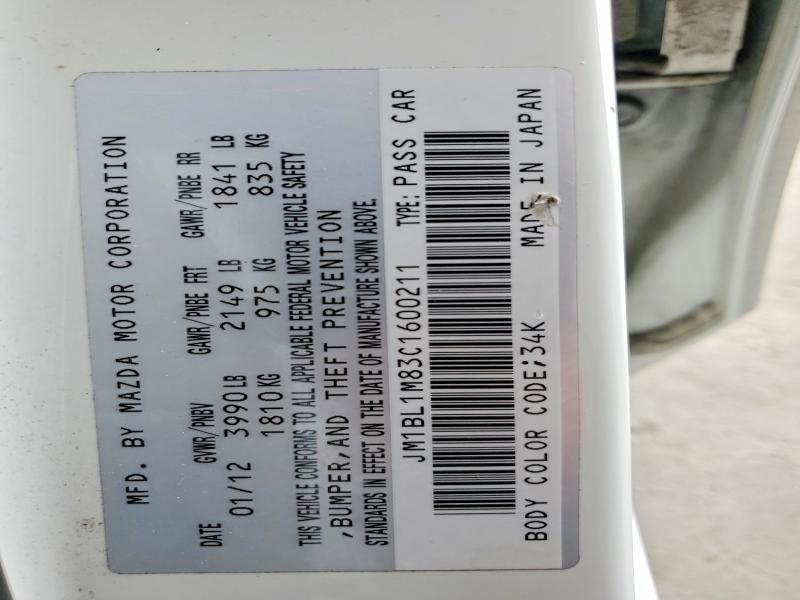 Aukcja sprzedaży 2012 Mazda 3, vin: JM1BL1M83C1600211, numer aukcji: 67375506
