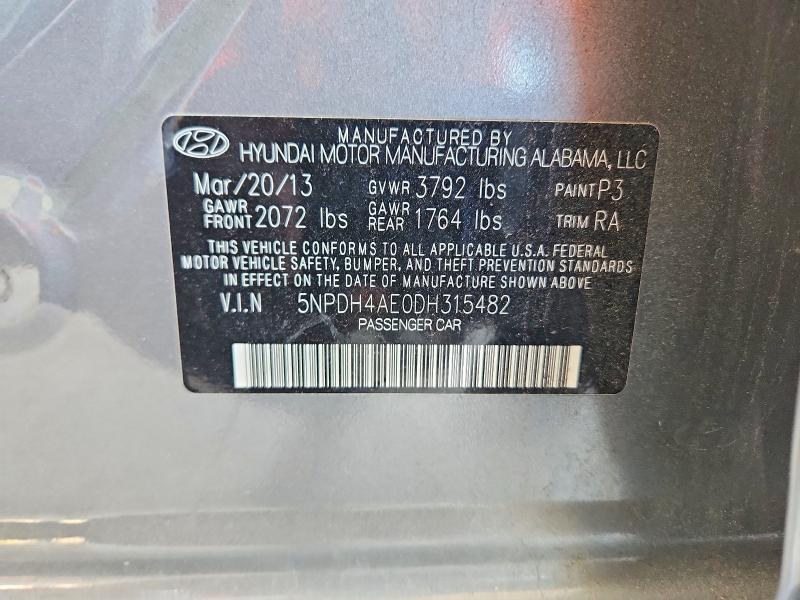 Продаж на аукціоні авто 2013 Hyundai Elantra, vin: 5NPDH4AE0DH315482, номер лоту: 67210176