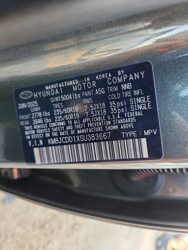 Продаж на аукціоні авто 2025 Hyundai Tucson, vin: KM8JCDD1XSU383667, номер лоту: 65671236