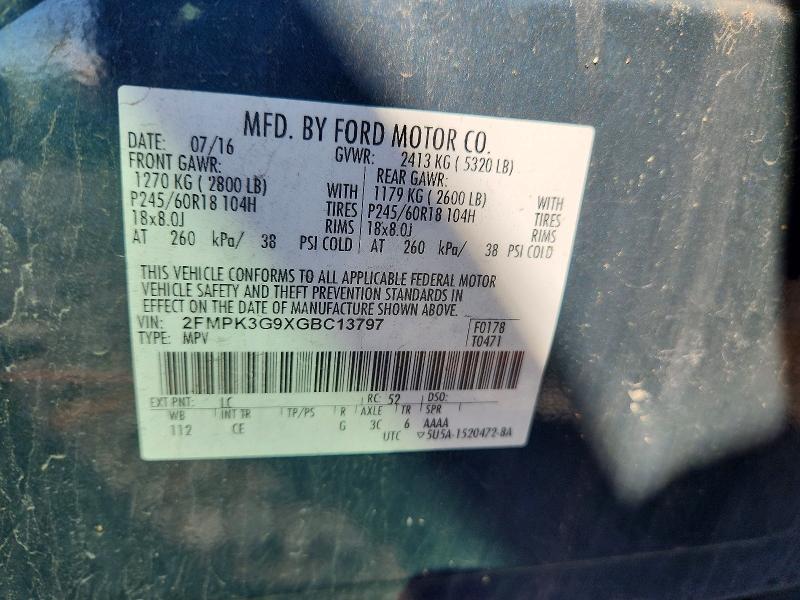 Продажа на аукционе авто 2016 Ford Edge, vin: 2FMPK3G9XGBC13797, номер лота: 65384246