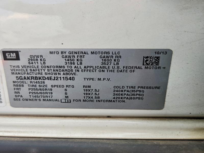 Aukcja sprzedaży 2014 Buick Enclave, vin: 5GAKRBKD4EJ211540, numer aukcji: 64233156