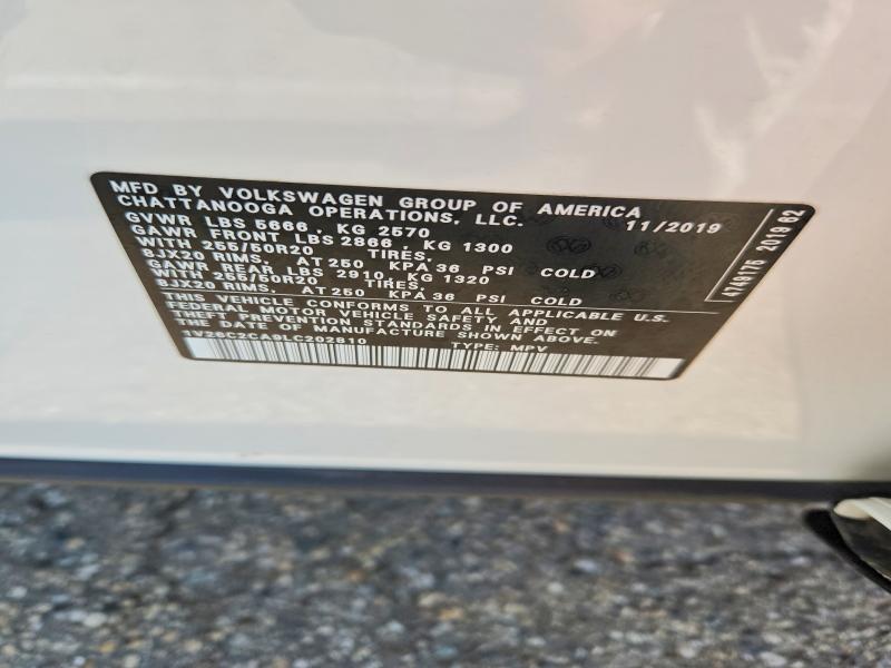 Aukcja sprzedaży 2020 Volkswagen Atlas Cross Sport, vin: 1V26C2CA9LC202810, numer aukcji: 66033016