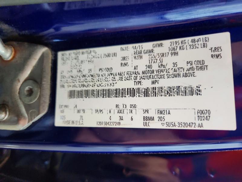 64960176 :رقم المزاد ، 1FMCU9G94FUC31331 vin ، 2015 Ford Escape مزاد بيع