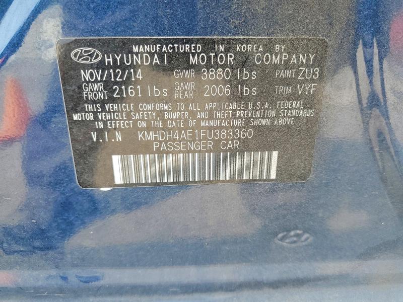Aukcja sprzedaży 2015 Hyundai Elantra, vin: KMHDH4AE1FU383360, numer aukcji: 64252676