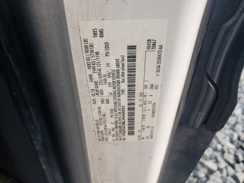 66593926 :رقم المزاد ، 1FBZX2CM2JKA68503 vin ، 2018 Ford Transit مزاد بيع