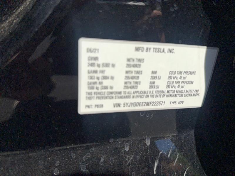 Продаж на аукціоні авто 2021 Tesla Model Y, vin: 5YJYGDEE2MF222671, номер лоту: 67538336