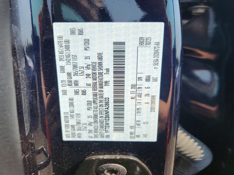 Aukcja sprzedaży 2022 Ford F150, vin: 1FTEW1EB6NFA38633, numer aukcji: 62801296