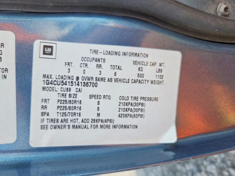65117336 :رقم المزاد ، 1G4CU541514136700 vin ، 2001 Buick Park Avenue مزاد بيع