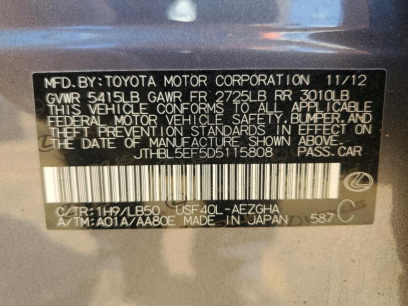 Aukcja sprzedaży 2013 Lexus Ls, vin: JTHBL5EF5D5115808, numer aukcji: 64573796
