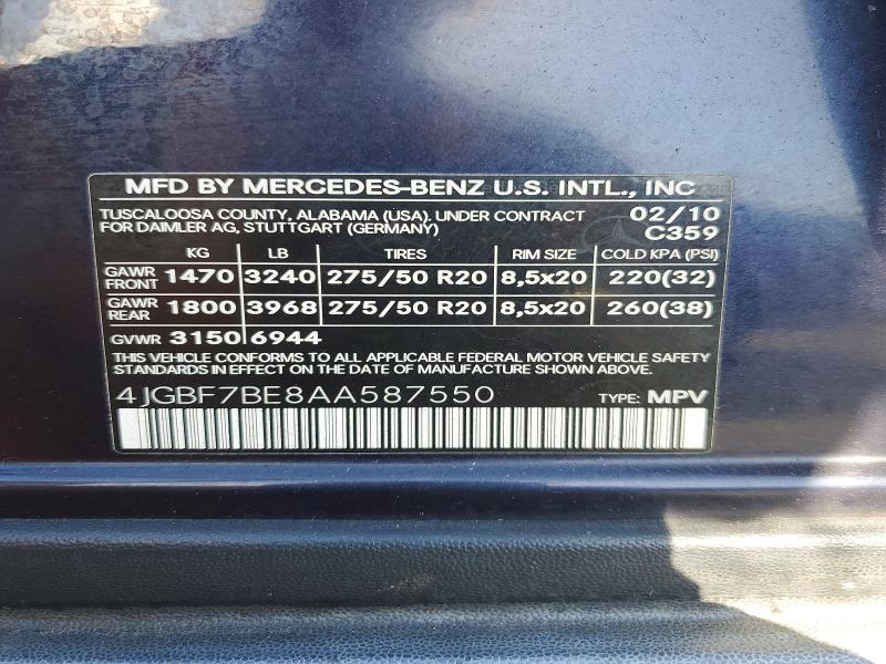 Продаж на аукціоні авто 2010 Mercedes-benz Gl, vin: 4JGBF7BE8AA587550, номер лоту: 63909226