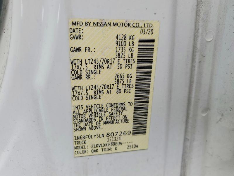 Aukcja sprzedaży 2020 Nissan Nv, vin: 1N6BF0LY5LN807269, numer aukcji: 65277606