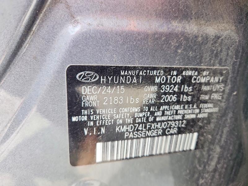 Aukcja sprzedaży 2017 Hyundai Elantra, vin: KMHD74LFXHU079312, numer aukcji: 64854376