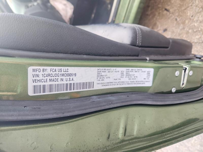 2021 Dodge Durango მანქანა იყიდება აუქციონზე, vin: 1C4RDJDG1MC690919, აუქციონის ნომერი: 64125276