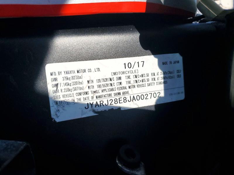Продажа на аукционе авто 2018 Yamaha Yzfr6, vin: JYARJ28E8JA002702, номер лота: 65302066