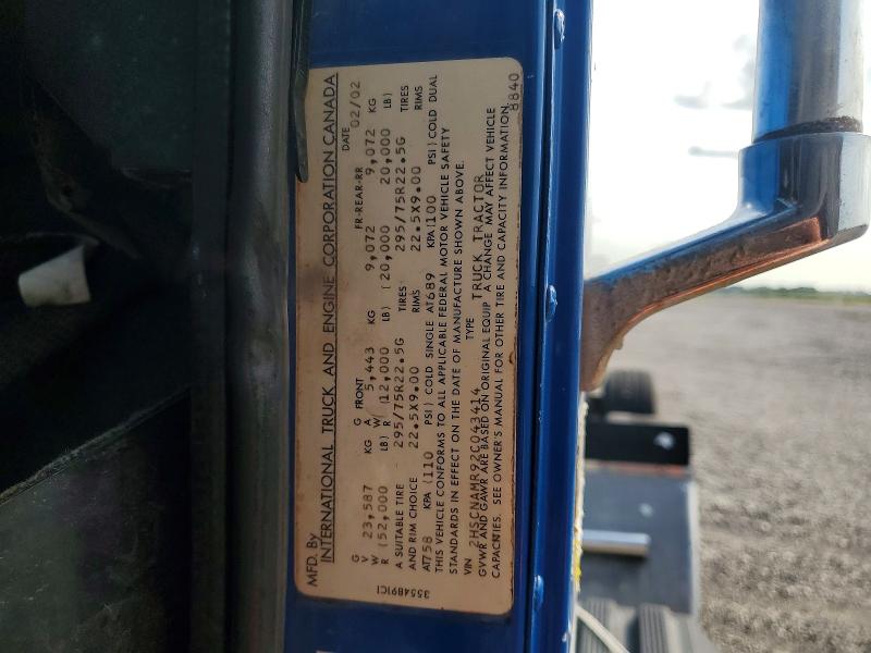 Auction sale of the 2002 International 9400i, vin: 2HSCNAMR92C043414, lot number: 65871316