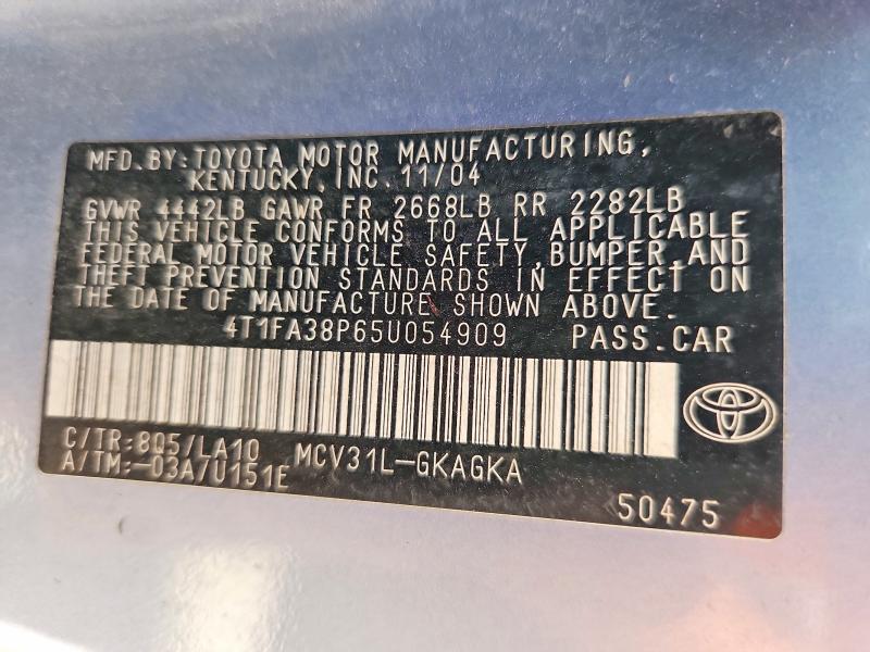 Aukcja sprzedaży 2005 Toyota Camry Solara, vin: 4T1FA38P65U054909, numer aukcji: 64585086