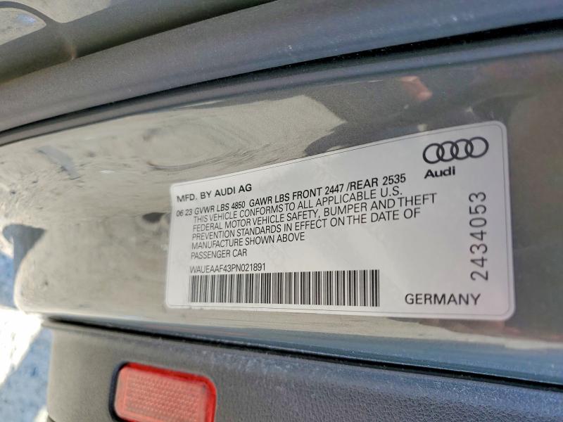 2023 Audi A4 მანქანა იყიდება აუქციონზე, vin: WAUEAAF43PN021891, აუქციონის ნომერი: 64706916
