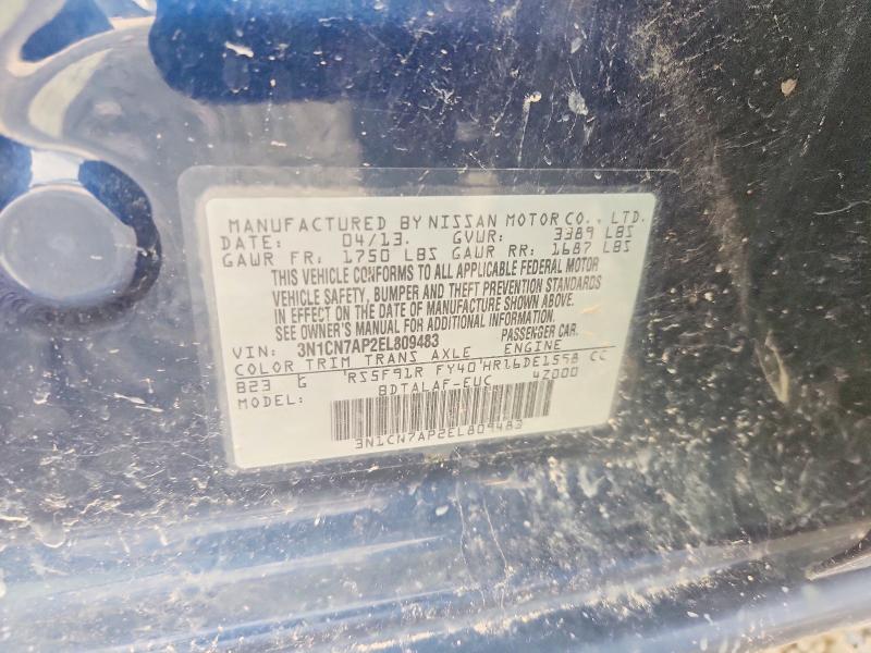 66223816 :رقم المزاد ، 3N1CN7AP2EL809483 vin ، 2014 Nissan Versa مزاد بيع