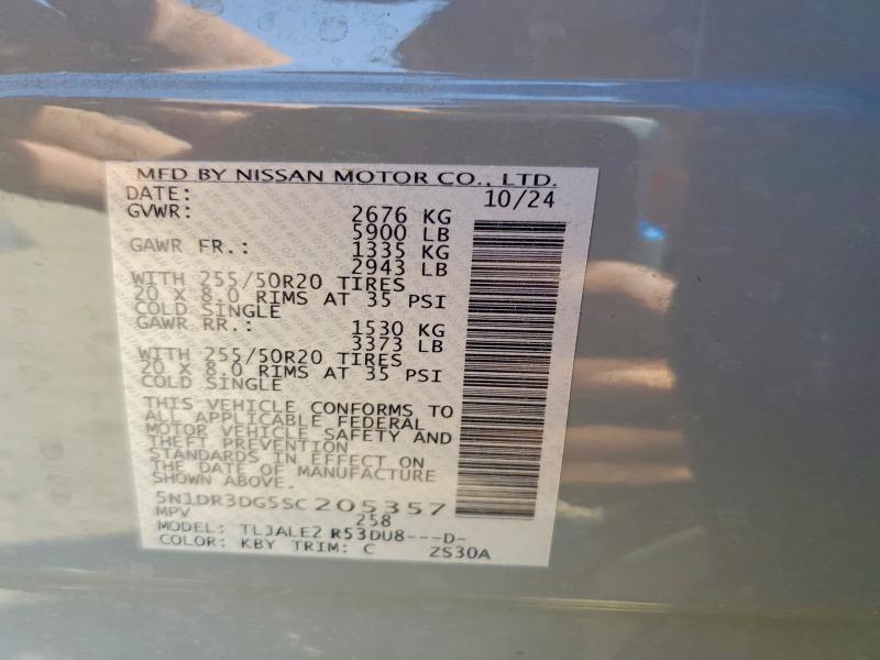 Aukcja sprzedaży 2025 Nissan Pathfinder, vin: 5N1DR3DG5SC205357, numer aukcji: 64081886