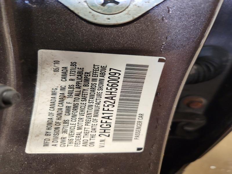 Продаж на аукціоні авто 2010 Honda Civic, vin: 2HGFA1F52AH560097, номер лоту: 64975176