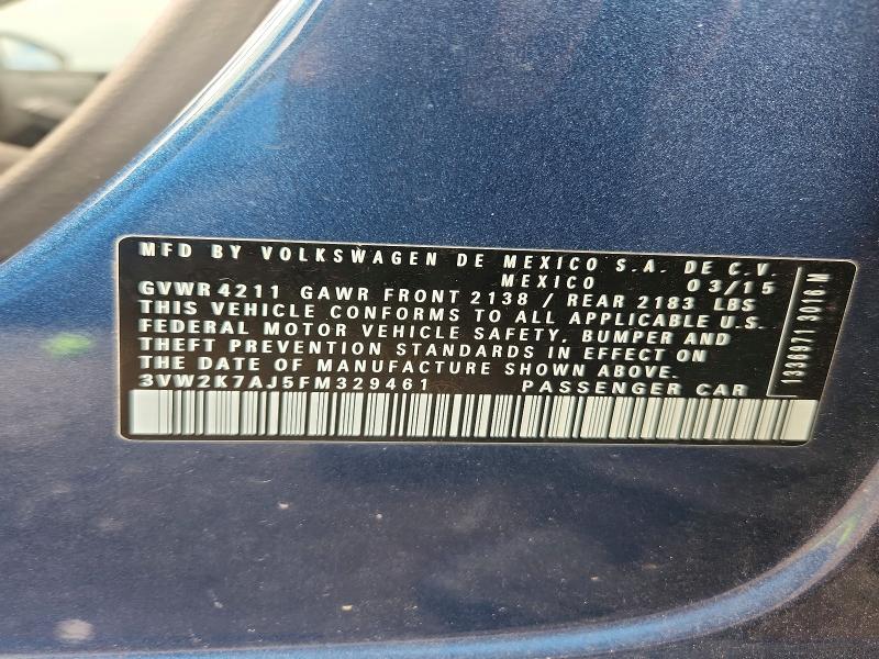 Продаж на аукціоні авто 2015 Volkswagen Jetta, vin: 3VW2K7AJ5FM329461, номер лоту: 66203406