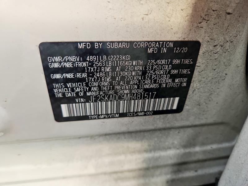 Aukcja sprzedaży 2021 Subaru Forester, vin: JF2SKADC9MH481517, numer aukcji: 66778186