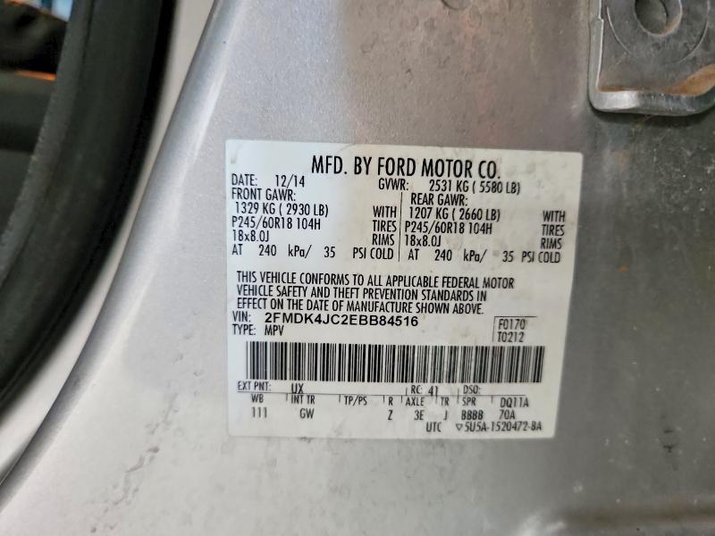 Aukcja sprzedaży 2014 Ford Edge, vin: 2FMDK4JC2EBB84516, numer aukcji: 65037616