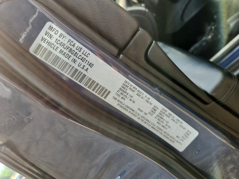 2020 Jeep Grand Cherokee მანქანა იყიდება აუქციონზე, vin: 1C4RJFBG8LC401140, აუქციონის ნომერი: 61647056