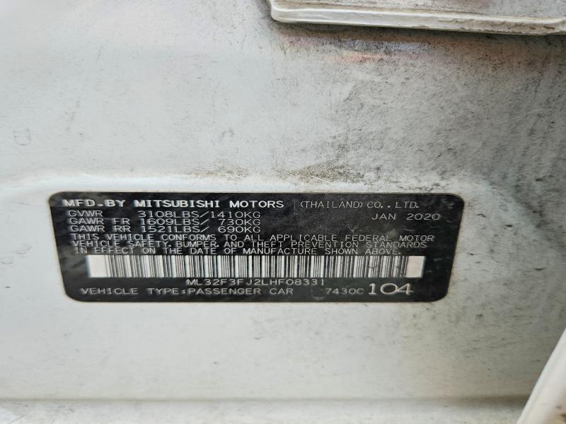 64280676 :رقم المزاد ، ML32F3FJ2LHF08331 vin ، 2020 Mitsubishi Mirage مزاد بيع